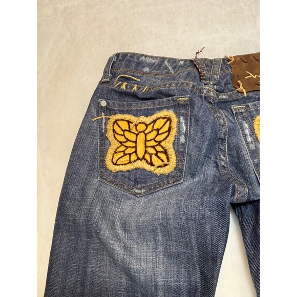 Miss Me Jeans Womens 25 Boot Cut Butterfly Embellished Denim Low Rise - Picture 10 of 12
